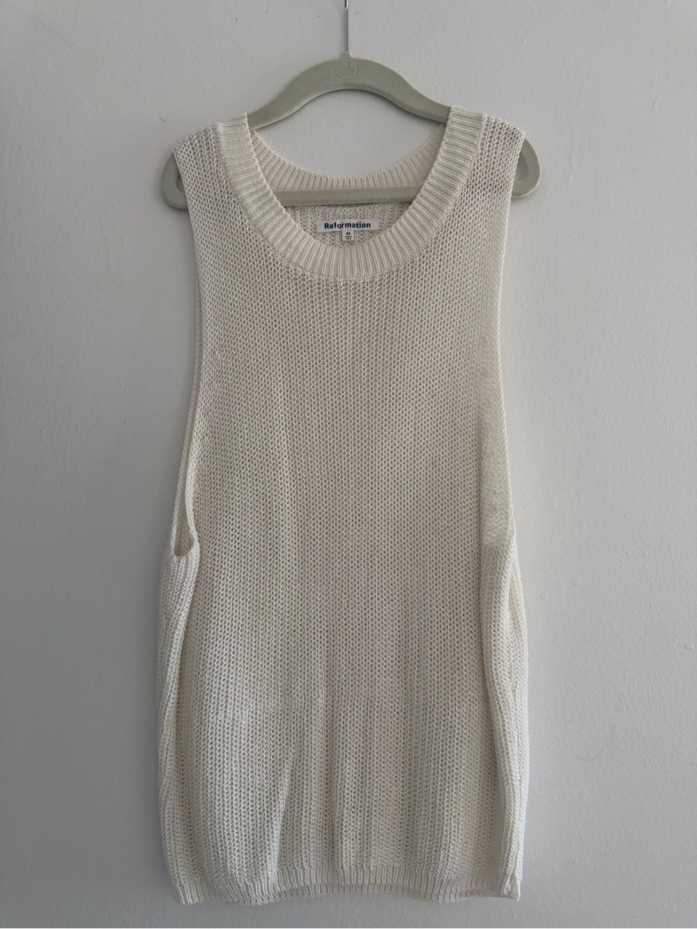 Reformation Ivory Knit Sleeveless Tunic Dress